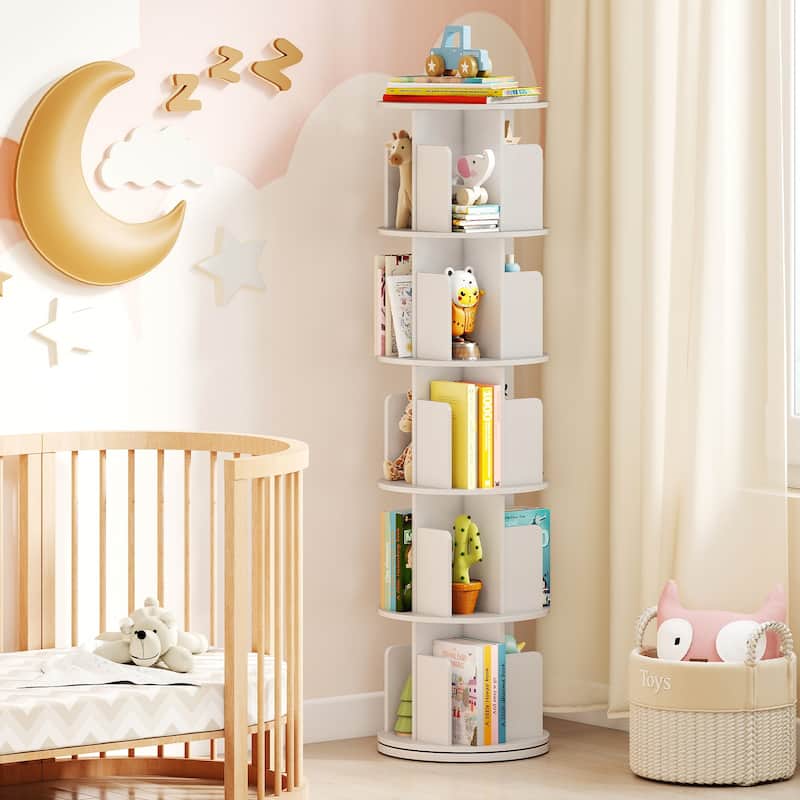 Costway 1/2 PCS 5-Tier Rotating Bookshelf 360° Display Rack with - See Details