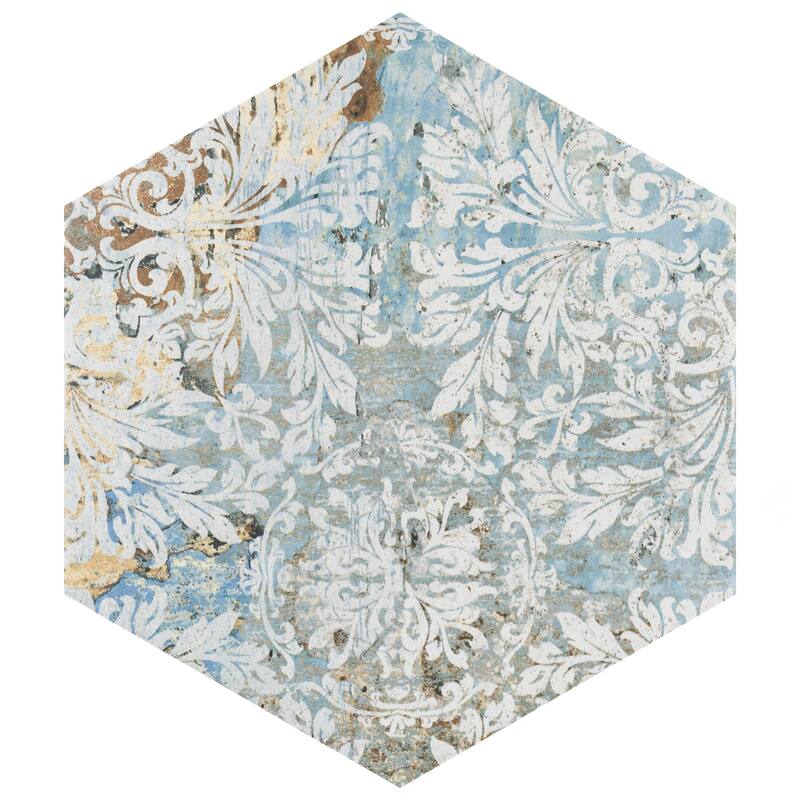 Merola Tile Carpet Hex Tapestry Natural 9-7/8" x 11-1/4" Porcelain Floor and Wall Tile