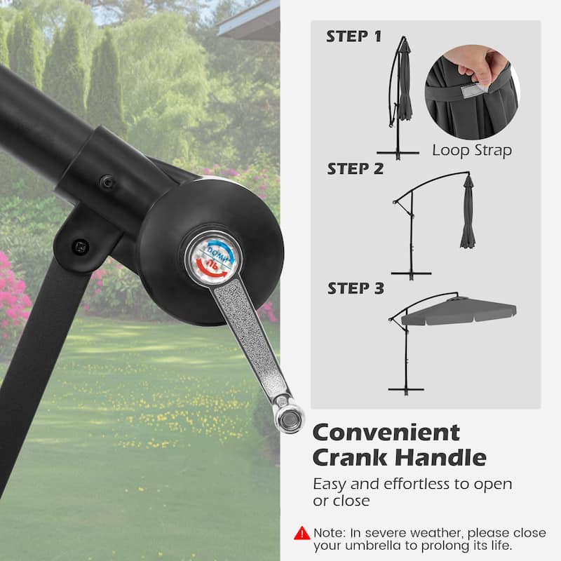 Costway 10 FT Offset Hanging Umbrella Patio Cantilever Umbrella with