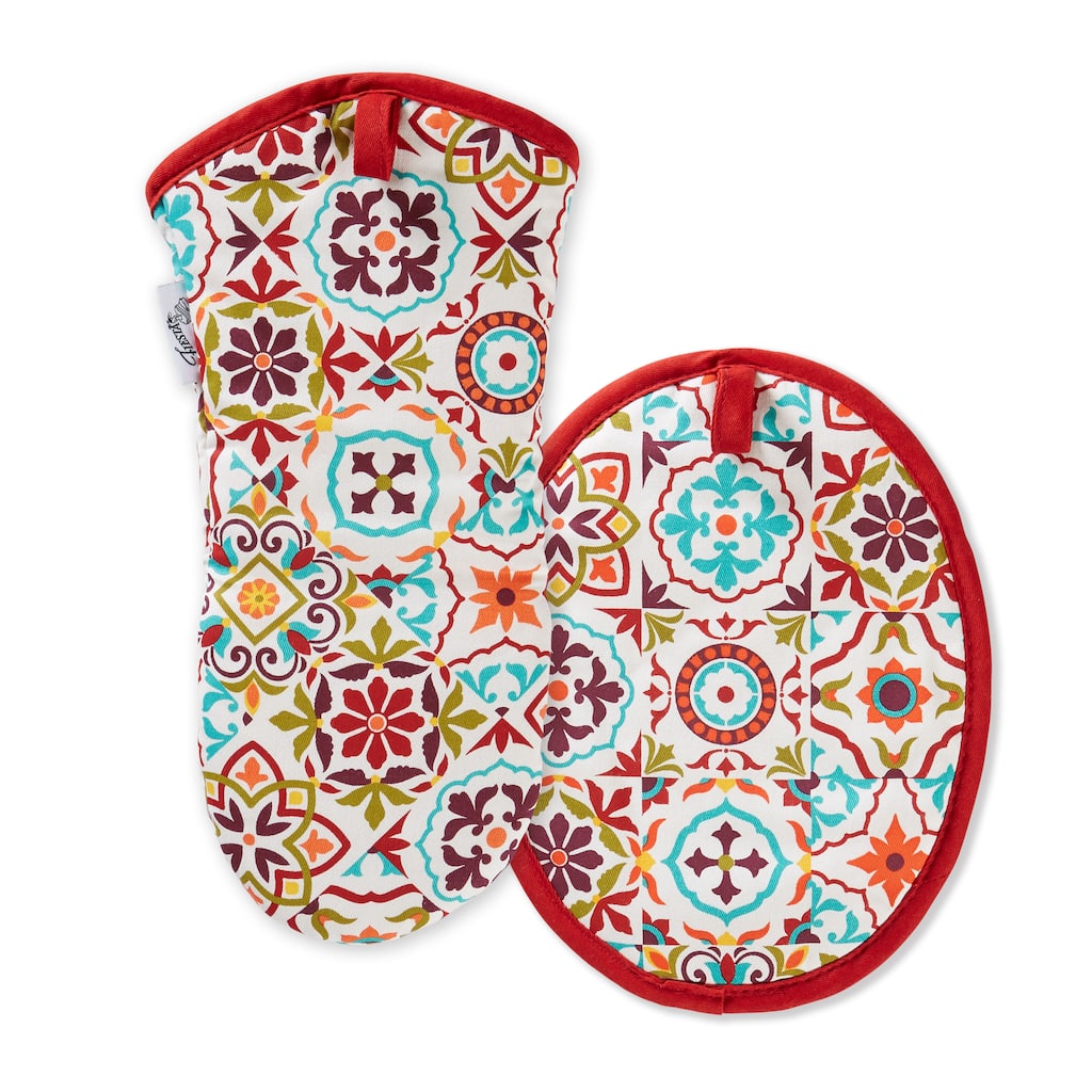 Fiesta Fiesta Worn Tiles Oven Mitt & Pot Holder Set, Set of 2 - 8"x10"