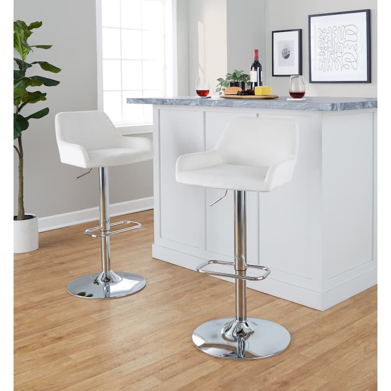 Porch & Den Galotti Adjustable Bar Stool with Rounded Rectangle Footrest (Set of 2)