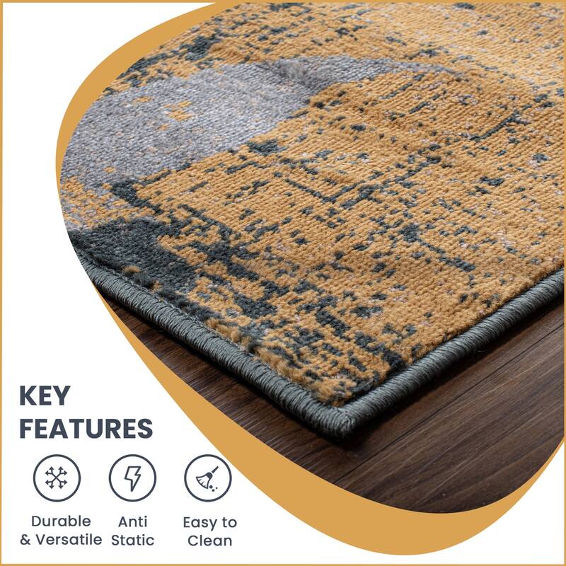 Contemporary Floral Patchwork Indoor Area Rug or Runner by Superior