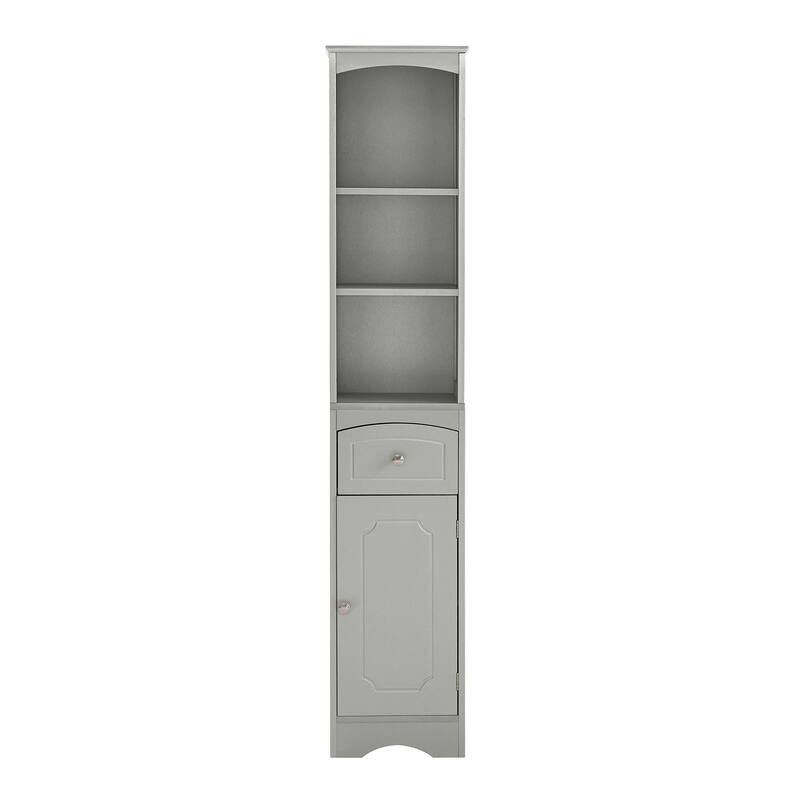 GDFStudio - Tall Bathroom Storage Cabinet, Freestanding with Drawer, Adjustable Shelf, MDF