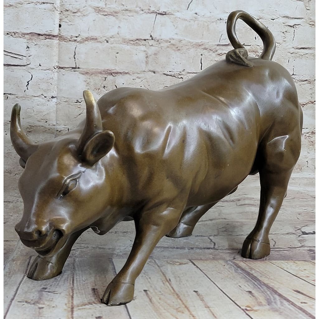 Stock Market Wall Street Bull Hot Cast Bronze Sculpture Statue Figurine Decor