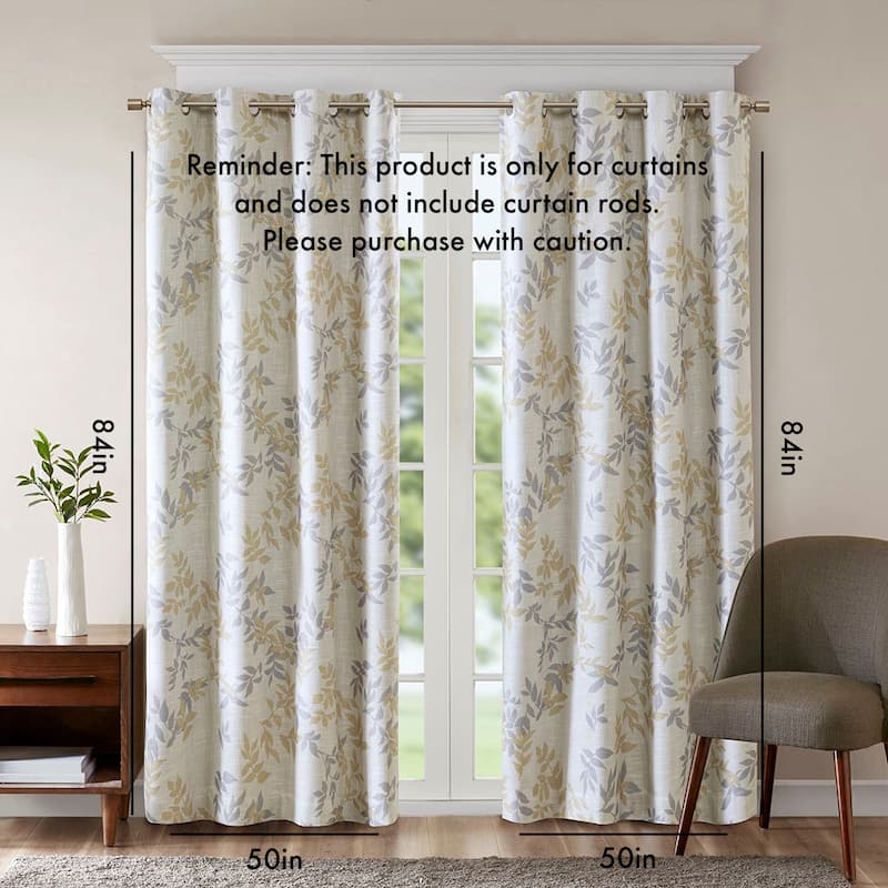 Rossetta Printed Multi Botanical Design Blackout Curtain Panel, Only 1 Piece Panel - 50x84"