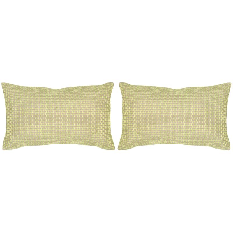 SAFAVIEH Ouida Stitch 20-inch Neon Citris Decorative Throw Pillow (Set of 2)