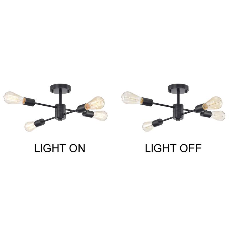 Lorena 4-light Sputnik Antique Black Finish Flush Mount