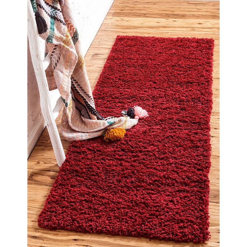 Shag Laurian Collection Area Rug - 2'6"x13' - Cherry Red