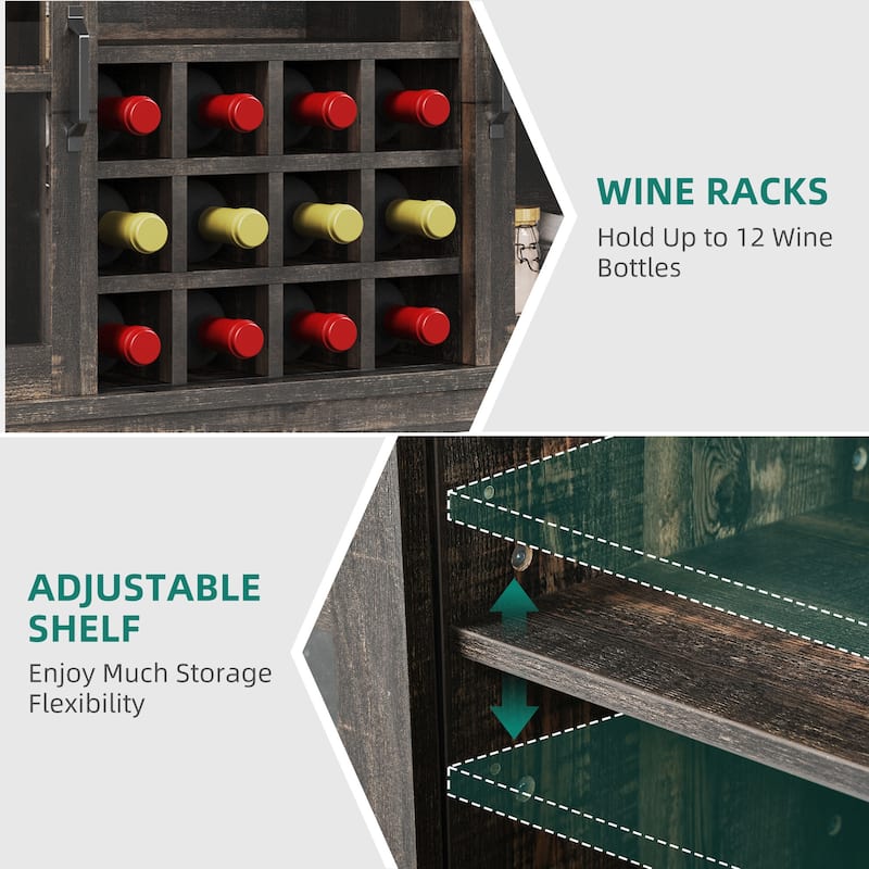 Moasis Sliding Barn Door Wine Bottle Storage with USB Ports and Outlets