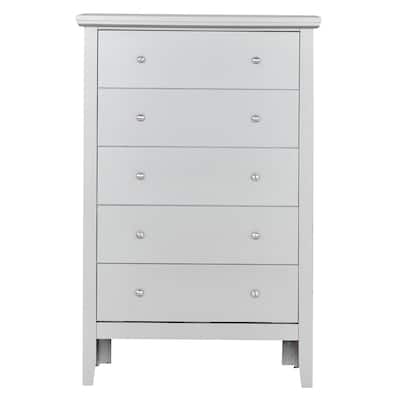 Wooden 5-Drawer Bedroom Chest - 48" - Silver Champagne