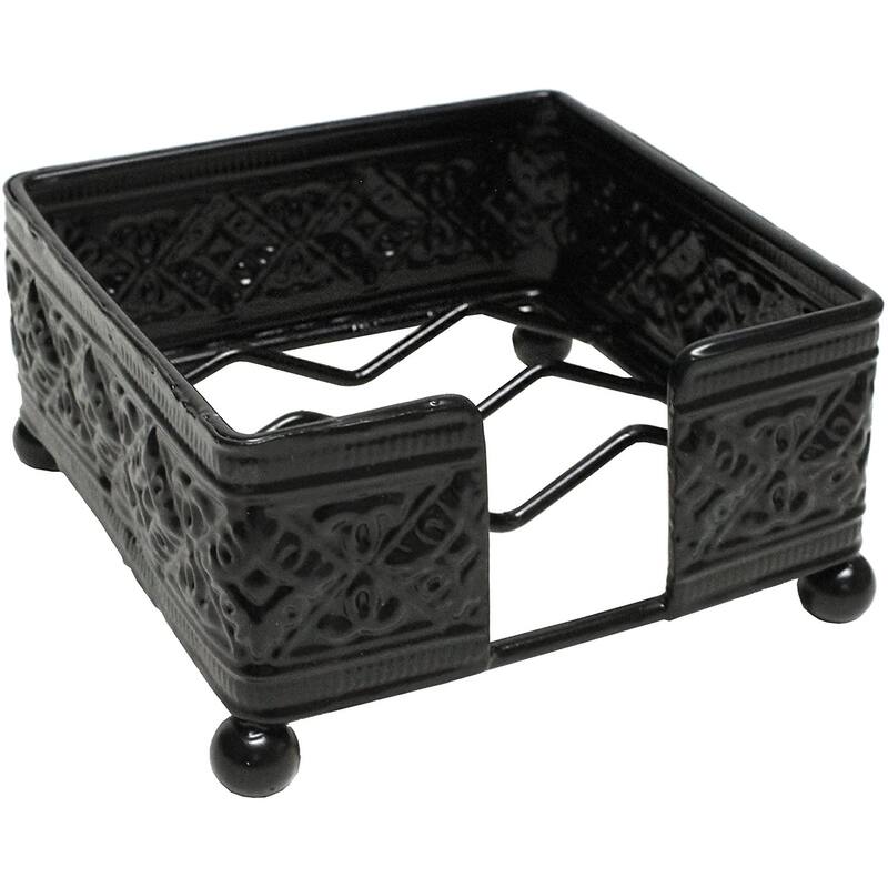 CounterArt Black Embossed Metal Square Coaster Holder 4x4 On Sale