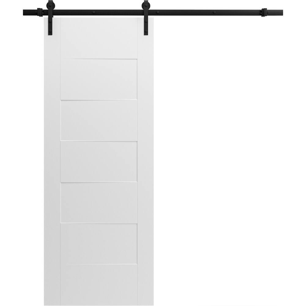Modern Barn Door / Mela 0755 Painted White / 6.6FT Rail Track Heavy / Solid Panel Interior Doors