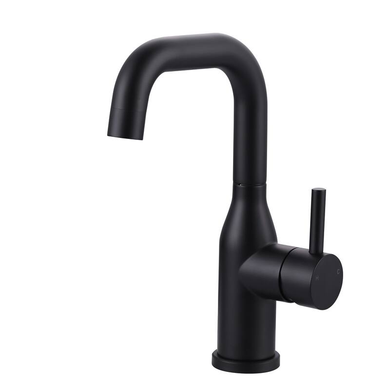 WOWOW Single Handle Bar Faucet With Swivel Spout - Matte Black