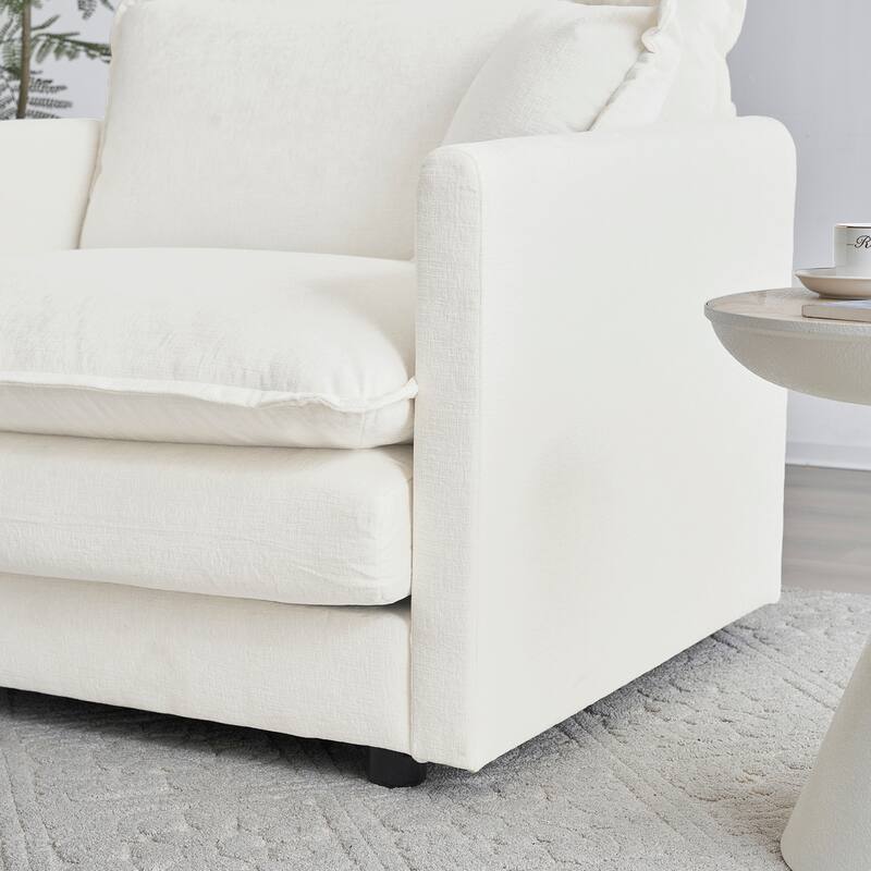 Upholstery Modular L Shaped Sectional Sofa With Reversible Ottoman for Living Room
