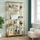 preview thumbnail 1 of 8, Modern 71Inch Tall Bookcase Bookshelf, Geometric Etagere Book Shelves Storage Rack for Home Office White and Gold