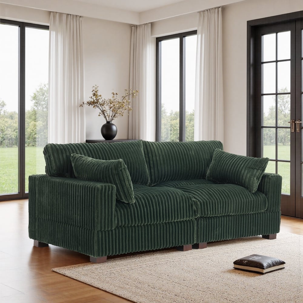 80"W Plush Modular Sectional Sofa with Pillows for Living Room