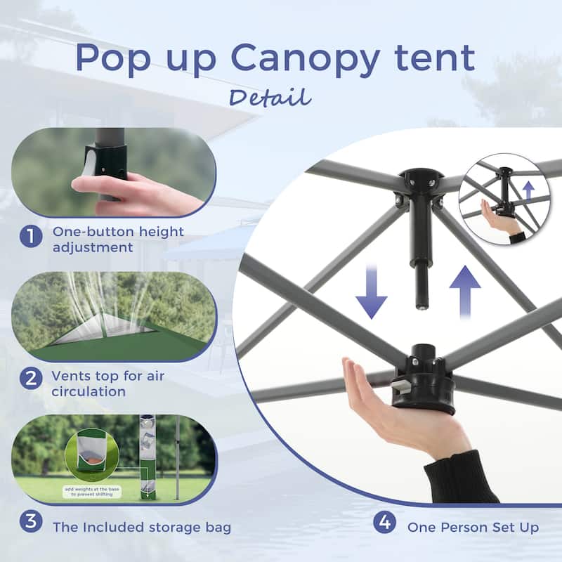 10' x 10' Pop Up Outdoor Canopy Tent Commercial Instant Reinforce Canopies with Wheel Carry Bag & Storage Pocket