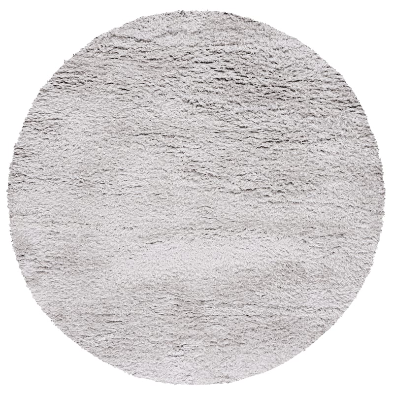 SAFAVIEH Flokati Shag Wynne 2.75-inch Thick Rug - 6'7" Round - Silver