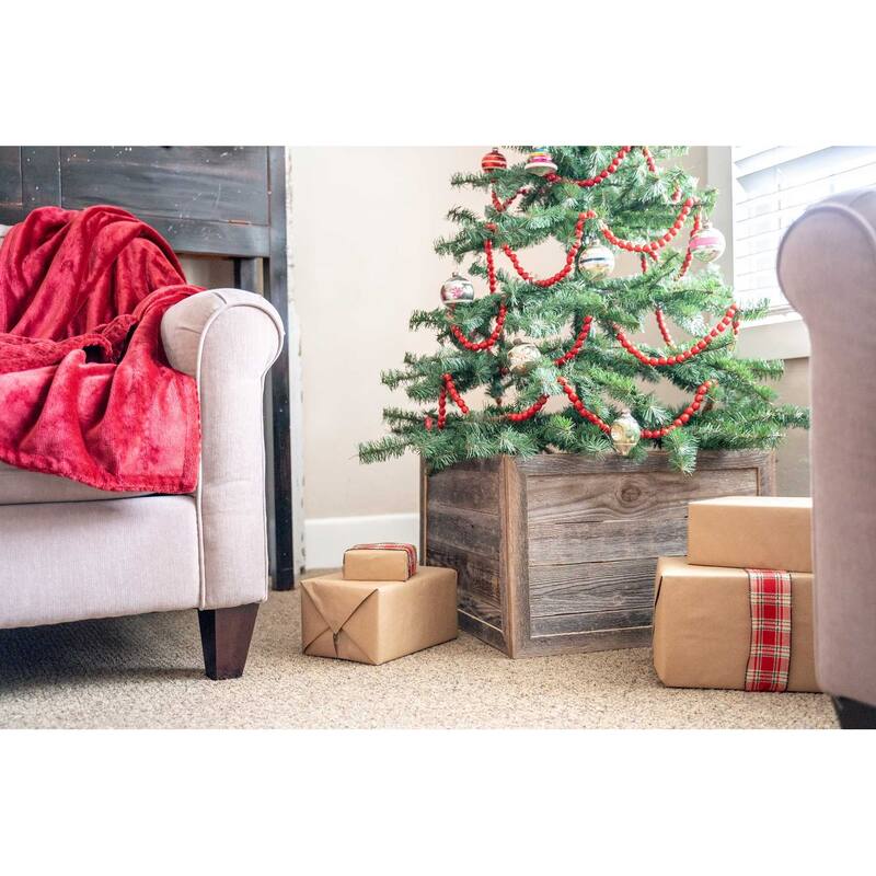 23" Square Natural Weathered Gray Christmas Tree Collar