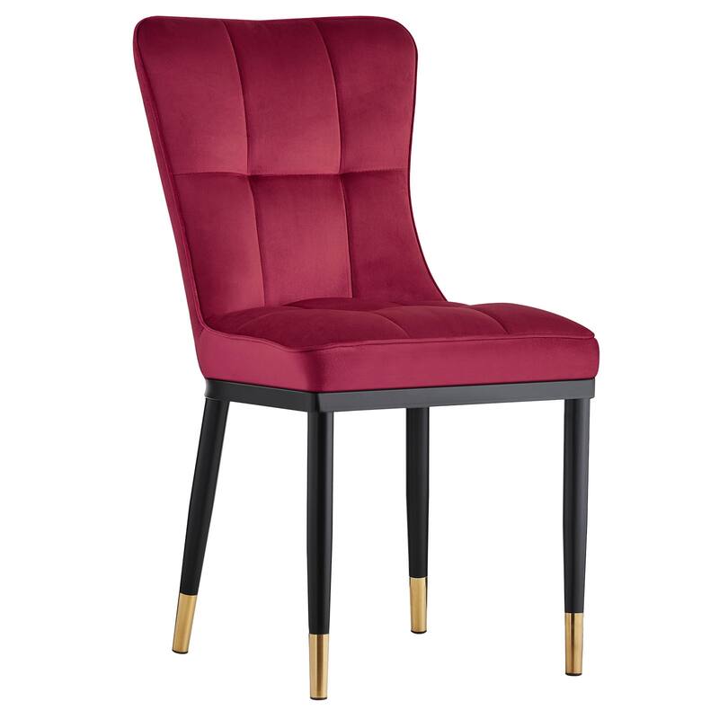 Velvet Upholstered Dining Chairs with Metal Legs, Set of 2/4 - 35.8"H x 18.9"W x 23.2"D