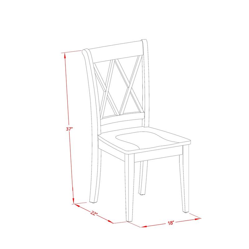 East West Furniture Clarksville Dining Chairs - Double Cross Back Solid Wood Seat Chairs, Set of 2, Mahogany - CLC-MAH-W