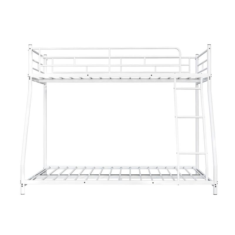 Bunk Bed Frame with Ladder and Guardrail, White Black Optional