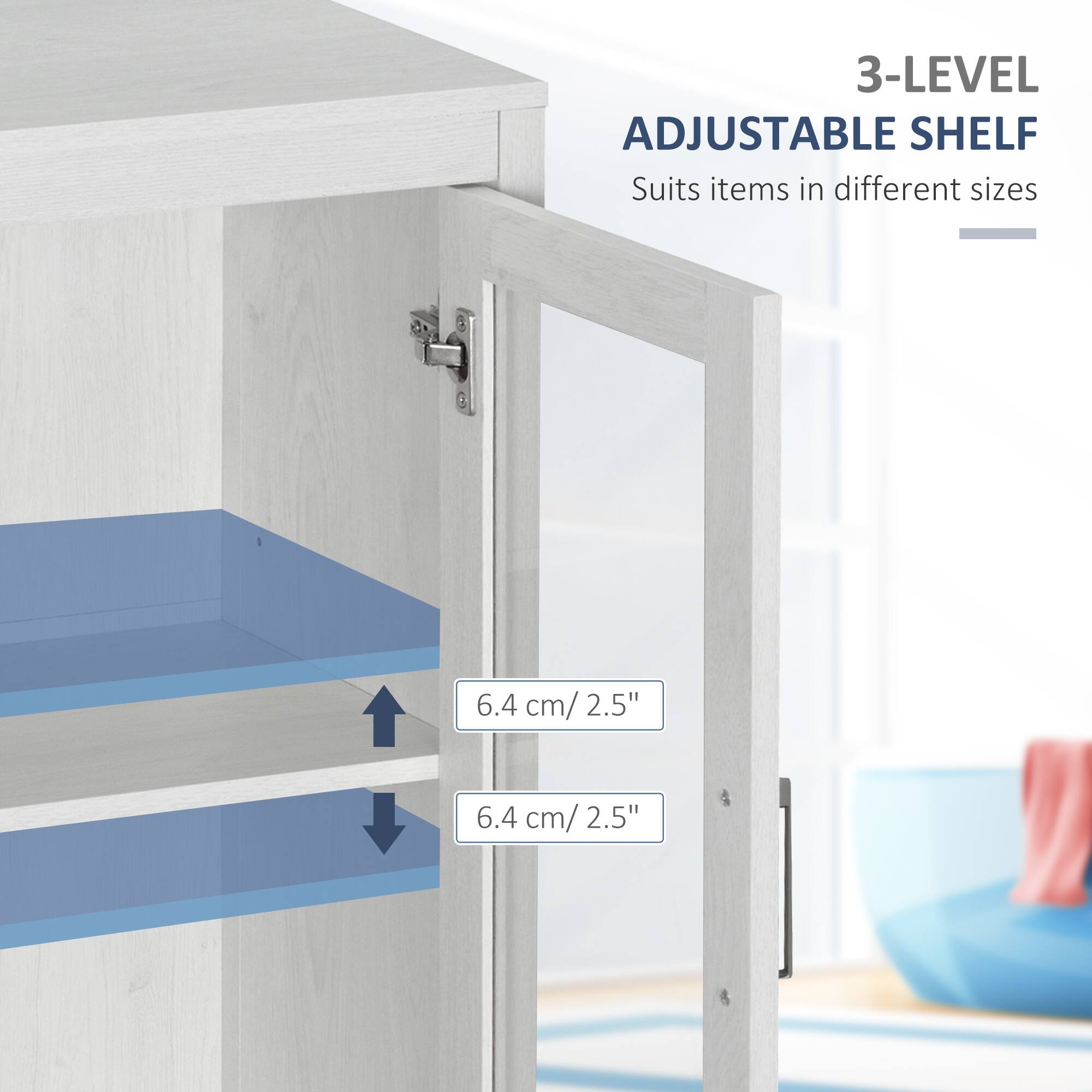 Kleankin Modern Bathroom Storage Cabinet, Free Standing