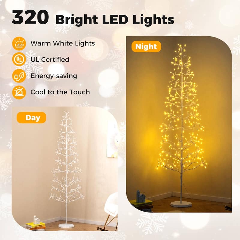 Costway 6 FT Lighted Birch Tree with 320 White Light LED Lights - See Details