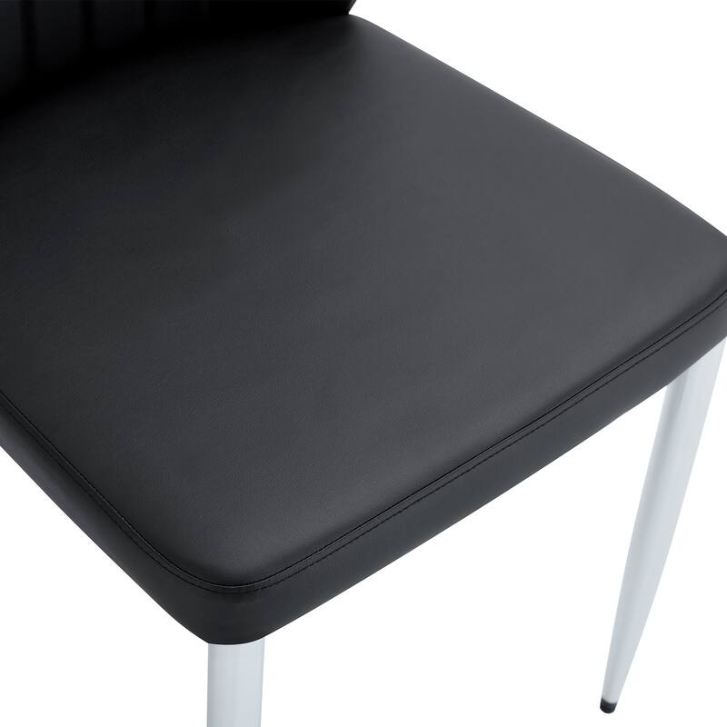 Roomfitters PU Dining Chairs with Extended Backrest and Silver Metal Legs, Modern Upholstered Set of 8