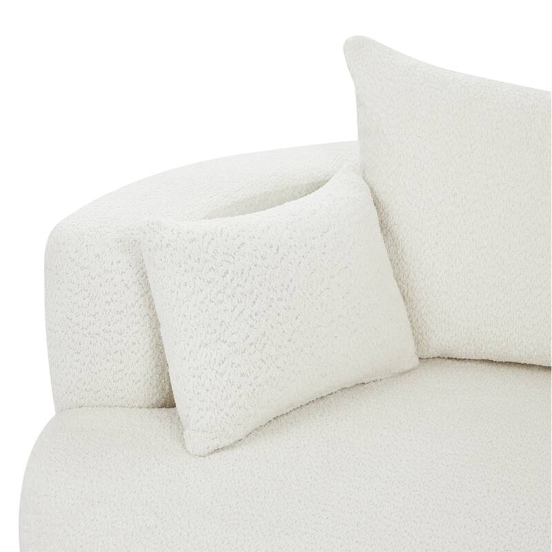 360° Swivel Accent Chair, Oversized Chenille Upholstered Round Barrel Chair, Lounge Reading Chair with 3 Removable Pillows