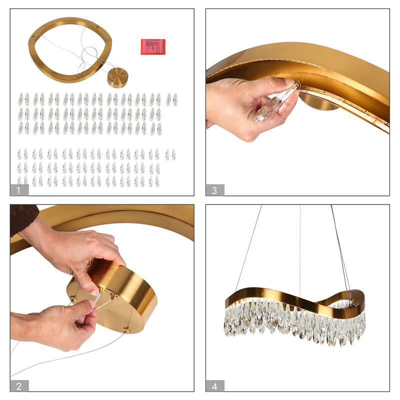 Modern Gold LED Crystal Drum Chandelier for Living Dining Room