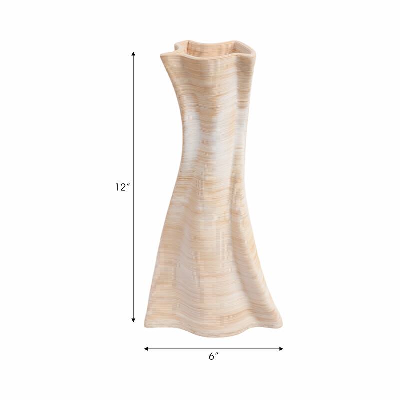 Decorative Vase - Tan Porcelain 3D Printed Textured