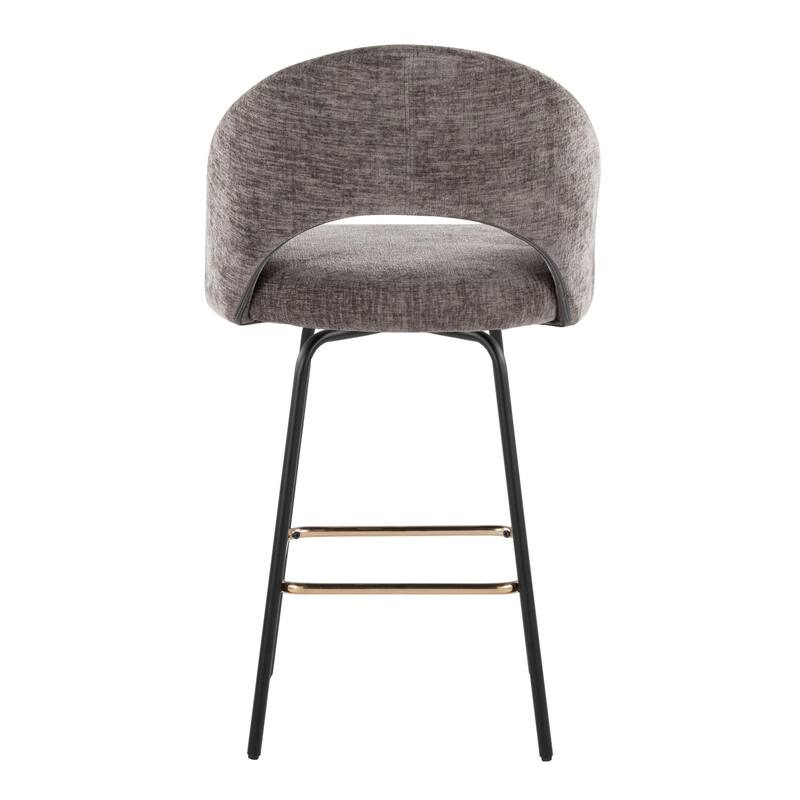 Porch & Den Vika Upholstered 26" Counter Stool with Metal Legs & Square Footrest (Set of 2)