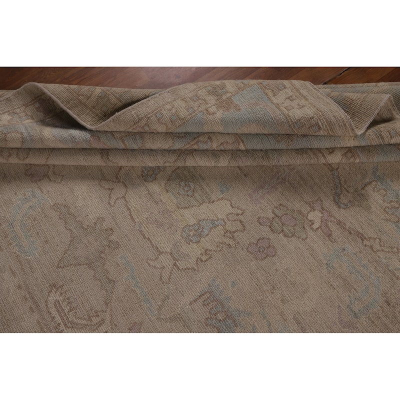 Oushak Turkish Area Rug Hand-Knotted Floral Wool Carpet - 8'1"x 9'6"