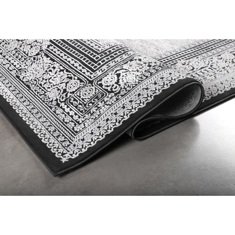 Marissa Collection Black Border Transitional Area Rug
