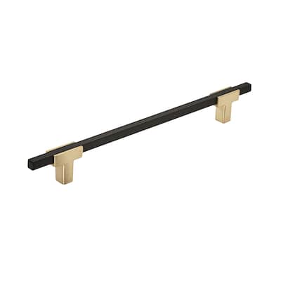 Urbanite 7-9/16 in (192 mm) Center-to-Center Brushed Gold/Matte Black Cabinet Pull - 7.5625