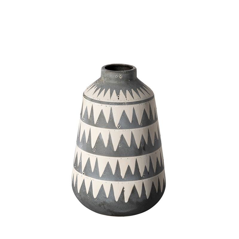 Delaney Large Gray Patterned Ceramic Vase - 6.7L x 6.7W x 10.0H - Gray
