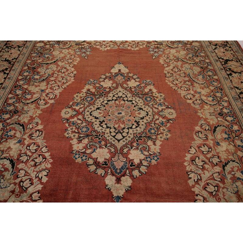 Orange Mahal Persian Antique Area Rug Hand-Knotted Wool Carpet - 9'0"x 12'7"