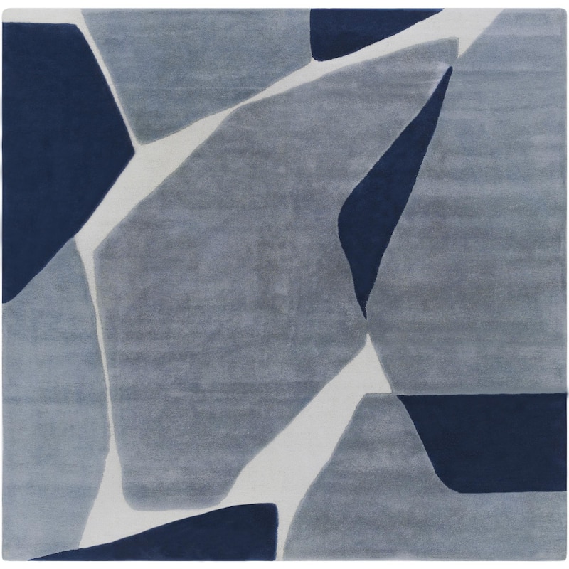 Livabliss Kennedy Mid-Century Modern Abstract Area Rug - Navy - 10' x 10' Square
