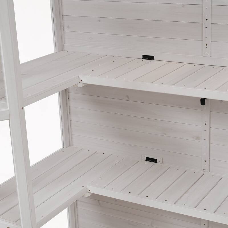 78-inch Wooden Cold Frame with 4 Independent Skylights and 2 Folding Middle Shelves