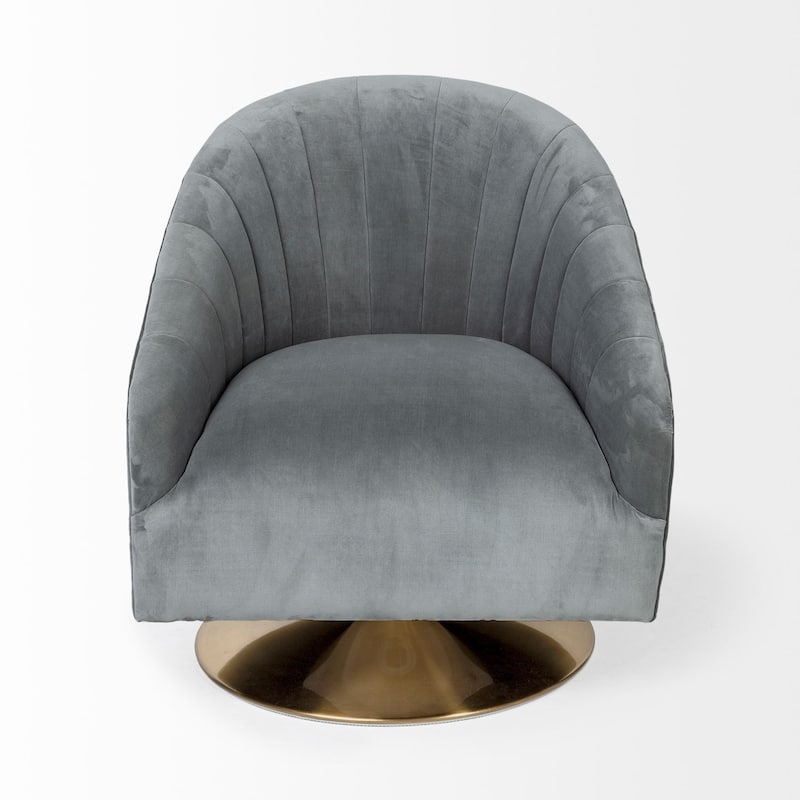 HomeRoots Gray Velet Covered Seat Accent Chair With Gold Swivel Base - 29' X '31' X '28.5