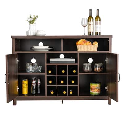 Buffet Sideboard Kitchen Storage Cabinet w Wine Rack 2 Door Cabinets