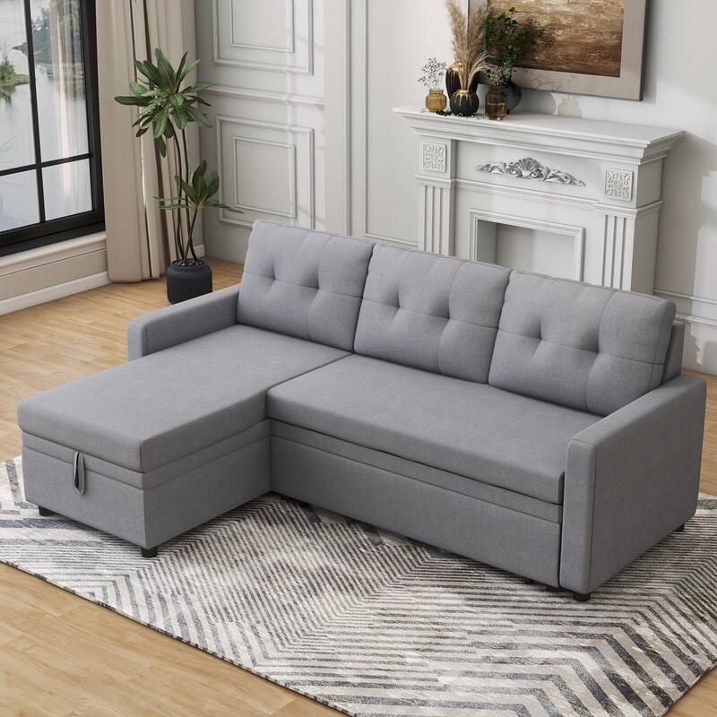 Modern L-Shape Convertible Sleeper Sectional Sofa