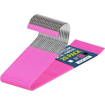 Metal Non-Slip Pants Hangers - Pink Heavy Duty Set for Pants