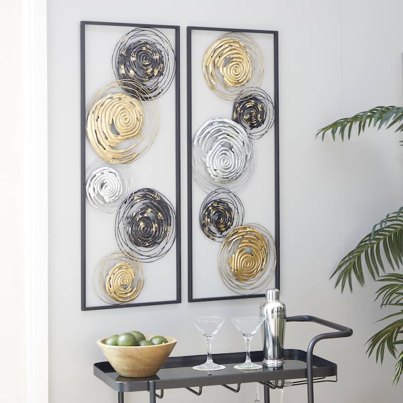 Metal Abstract Home Wall Decor - Set of 2 Black - Roche River Decor