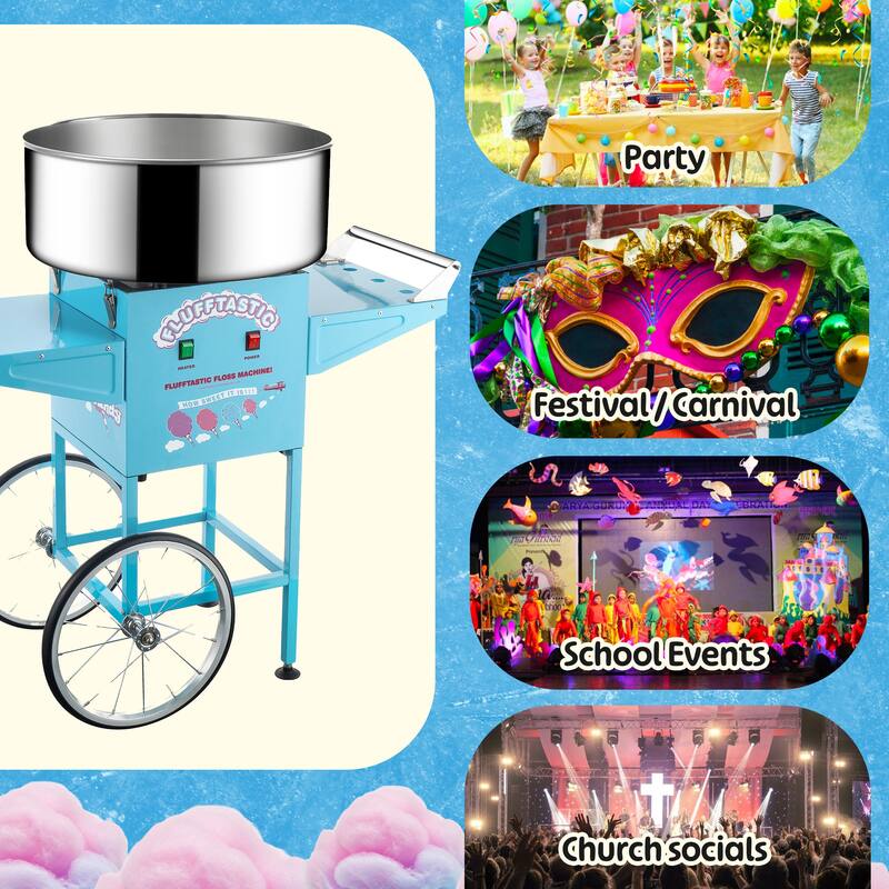 Great Northern Popcorn Flufftastic Cotton Candy Machine Floss Maker With Cart