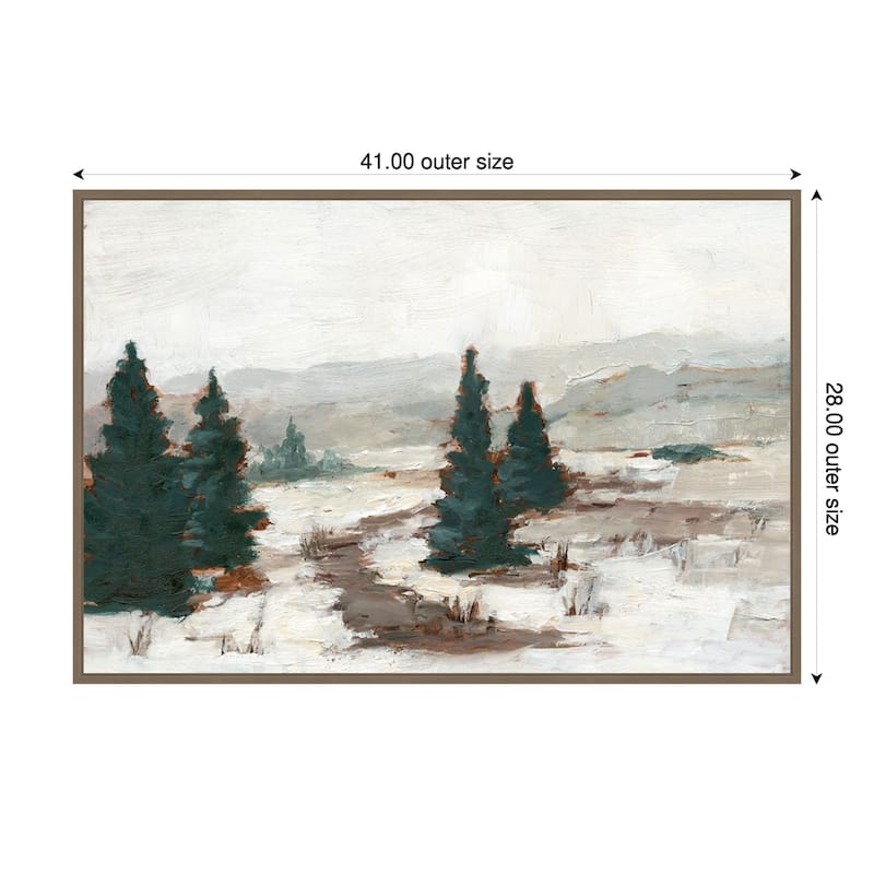 Melting Snow I by Ethan Harper Framed Canvas Wall Art Print - Sylvie Dark Gold - 41 x 28 in