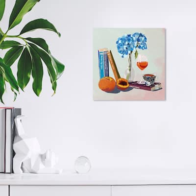 Wynwood Studio Canvas Floral and Botanical Reader s pastime Blue and Copper Farmhouse Wall Art Canvas Print - Blue, Bronze
