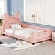 preview thumbnail 2 of 4, Pink Twin Size PU Leather Upholstered Daybed with Carton Ears Shaped Headboard, Nailheads Decoration