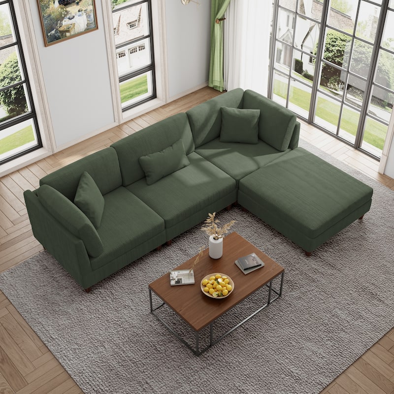 Modern Oversized Modular Corduroy Sectional Sofa Set